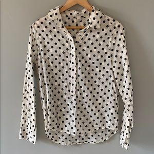 J crew polka dot half button down